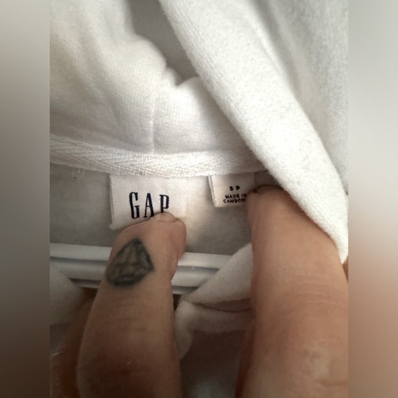 Gap Zipup With Hood White W/ navy Logo - Picture 3 of 3